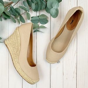 J Crew Factory Seville Canvas Espadrille Wedge Tan